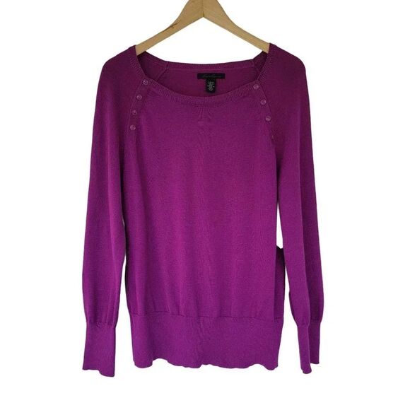 Kenneth Cole Long Sleeve Sweater Pullover Womans Size L Magenta - Picture 1 of 14